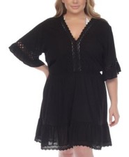 Raviya Plus Size Lace-Inset Mini Cove Black 2X picture