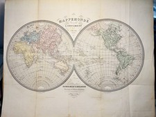 Antique world map 1856, original geography, history, very rare, rarity picture