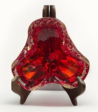 Murano Sommerso Seguso Bubbles Ruby Glass Tray Candy Basket Bowl Vtg.MCM Modern picture