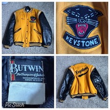 1970’s Large Vintage Butwin Yellow Black Cat Keystone Varsity Jacket RARE USA picture