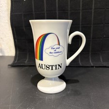 Vintage 1980s Papel Austin The End of the Rainbow Footed Coffee Mug Pride Retro picture