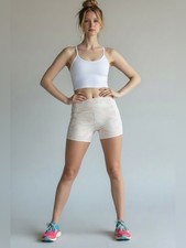 Athleta Pale Pink Marble Pattern High-Rise Workout Shorts picture