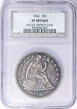 1846 Seated Liberty Silver Dollar NGC NCS XF Detail Wholesome Sharp Nice Holder picture