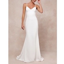Lulus Feeling of Forever Maxi Dress Womens L White Back Button Spaghetti Strap picture