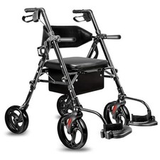 Flyingjoy 2-In-1 Rollator Walker Transport Chair 300 Lb 10
