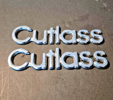Vintage 1971-1977 Oldsmobile Cutlass Script Emblems – Pair – 3-3/4” picture