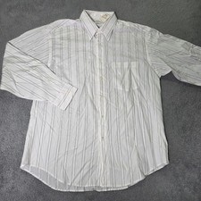 Bill Robinson Son Mens 16 32/33 Button Down Shirt White Pinstripe Cotton L/S picture