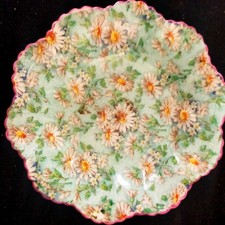 RARE Shelley Marguerite Green Daisy Chintz Dish. Fine Bone China. Sought After picture