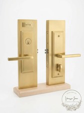 Emtek Mormont Single Cylinder Entry Set Replacement Sideplates, LH/Satin Brass picture