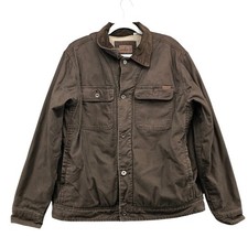 Woolrich Canvas Jacket Mens Large Brown Sherpa Lined Corduroy Workwear Outdoor picture