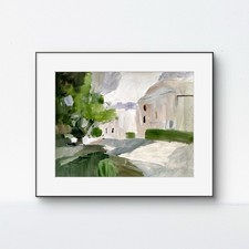 Leafy Corner 14x11 Urban Landscape Acrylic Art On Paper Home Decor picture