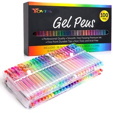 100 PCS Gel Pens Metallic Neon Glitter Pastel High Quality with Fine Points picture