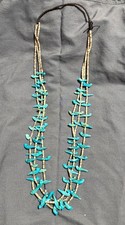 Authentic vintage (circa 1970s) zuni fetish necklace, three strand, turquoise picture