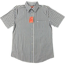 NEW Mossimo Supply Co Men's M Brown Blue Plaid Shirt Short Sleeve Button Up picture