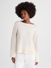 Madewell Wide-Cuff Boatneck Sweater in Merino Wool winter white Size M NWT picture