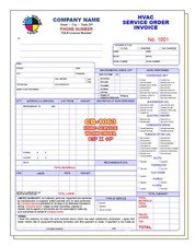 HVAC INVOICE  Custom Printed 2, 3 or 4 Part Carbonless Sets & Books CB-1063 picture