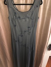 Reggio Vintage Sleeveless Maxi Dress with Beaded Floral Embroidery, Size 12 picture