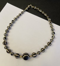 Unique Indo Tibetan Ancient Ghost Eye Motif Dzi Beads Necklace picture
