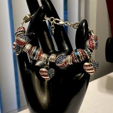 Vintage Brighton Treasures Americana Patriotic Charm Bracelet picture