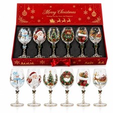 Christmas 3D Wine Glass Collection Gift Box Set, 3D Santa Christmas Wine Glass picture
