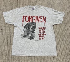 Vintage 1990’s Forgiven Jesus Shirt Punk Rock Rare Grey 50/50 Size Large picture