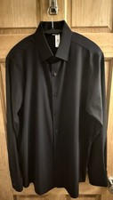 State and Liberty Men's Athletic Fit Dress Shirt 42/L Black Soft Stretch picture