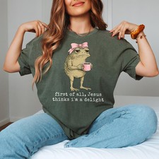 Funny Christian Frog Comfort Tee Religious Humor Graphic picture