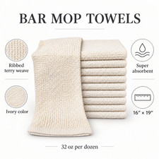 Bar Mop Towels Ribbed Terry Weave Ivory 16