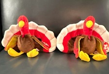 Lot of 2 Vintage Ty Beanie Babies Gobbles the Turkey 1996 - Both PVC & PE pellet picture