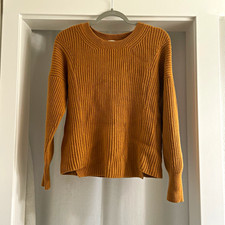 cabi Women's Solid Rib-Knit Crewneck Pullover Sweater burnt orange Long Sleeve S picture