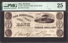 $3 1837 Kirtland Safety Society Bank Rust 6 PMG 25 - Rare Mormon Paper Money picture