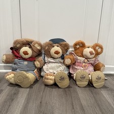 Furskin Set Of 3 Fannie Fay, Dudley, Hattie 1985 Vintage Stuffed Plush Bears 22