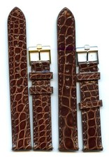 Long Brown Genuine 16mm Alligator Strap & Vintage Omega Gold Plated Steel Buckle picture
