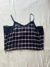 Aerie Navy Plaid Lace Cami picture