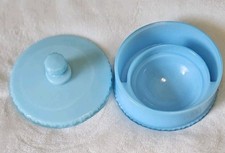 McKee Chalaine Blue 1928 Powder Bowl Jar Pat 1692310 Rare Design Art Deco Vtg picture