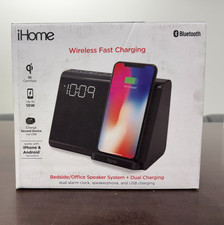 NEW iHome iBTW390B Bluetooth Alarm Clock Speaker Qi Wireless Charger 10W picture