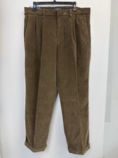 NEW Dockers Men's Brown Plush Corduroy Pleated Cuffed Pants Size 36X30 Cotton picture