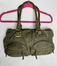 Sundance Italian Leather Olive Green Hobo Purse Gold Hardware Pockets Boho picture