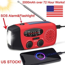 Emergency Solar Hand Crank Weather Radio 20000mAh Power Bank Charger Flash Light picture