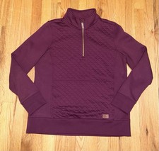 L.L. Bean Women’s Large Plum Quilted 1/4 Zip Pullover Sweater picture