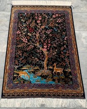 New Pictorial Rug Hi Qaulity Power Loomed Tree of Life Silk Carpet 3x4 ft picture