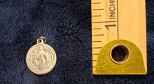 Vintage Saint Benedict Medal Silver Tone Catholic Pendant Small Round picture