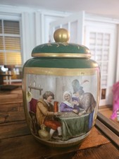 Antique Limoges porcelain lidded ginger jar or tobacco humidor from France picture