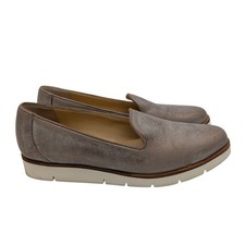 Paul Green Winslow Metallic Taupe Leather Slip-on Platform Loafers Womens 7.5 picture