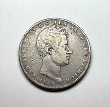 1844 Italy (Sardinia) - AR 5 Lire, KM-130.2. picture