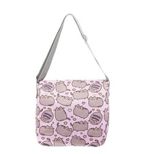NWT Pusheen The Cat Pink Canvas Magnetic Snap Messenger Cross Body Bag 12x10x5