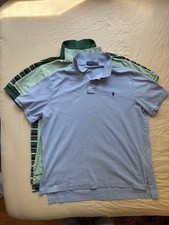 3 Mens Polo Shirts XL Ralph Lauren Pony Blue Green Navy Short Sleeve Lot picture
