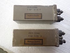 2 Western Electric 287A 4MF Condensor Capacitor Dated 1941 & 1944 Oil Filled picture