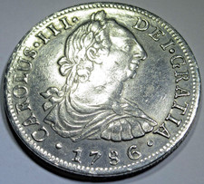 1786 XF-AU Details Peru 8 Reales Genuine Spanish Colonial Dollar 1700's Coin picture