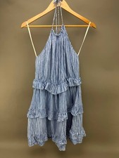 Lulus Downright Darling Blue Ruffle Tiered Halter Dress Womens Size M picture